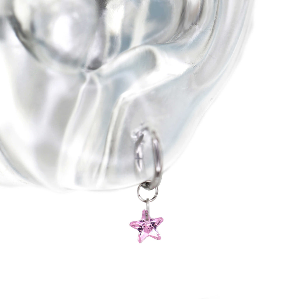 Star Rainbow CZ Pendant Titanium Segment Hoop