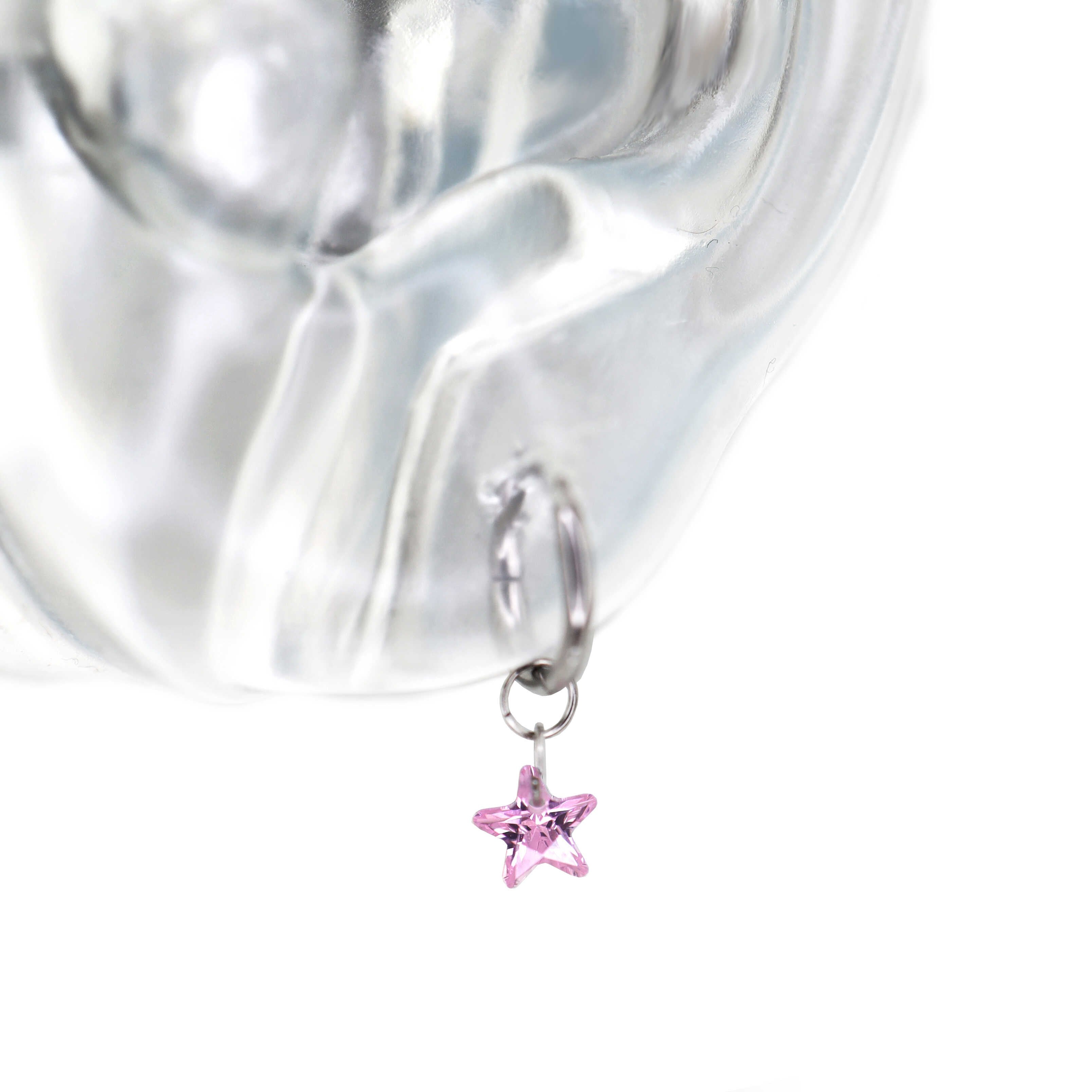 Star Rainbow CZ Pendant Titanium Segment Hoop