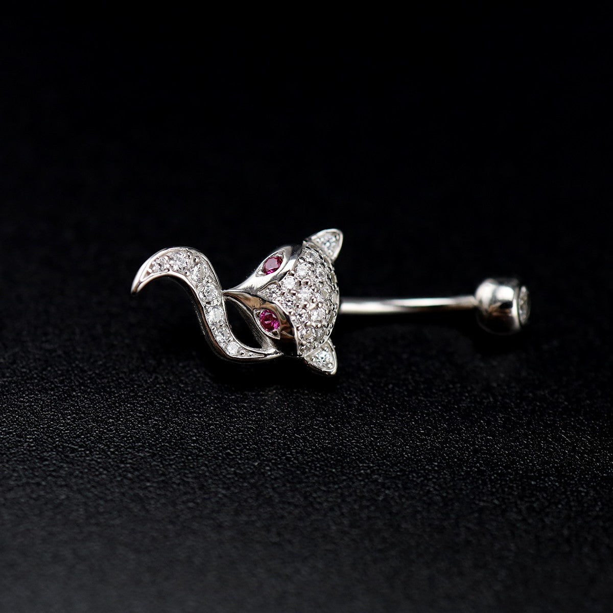 Fox CZ S925 Sterling Silver Belly Ring