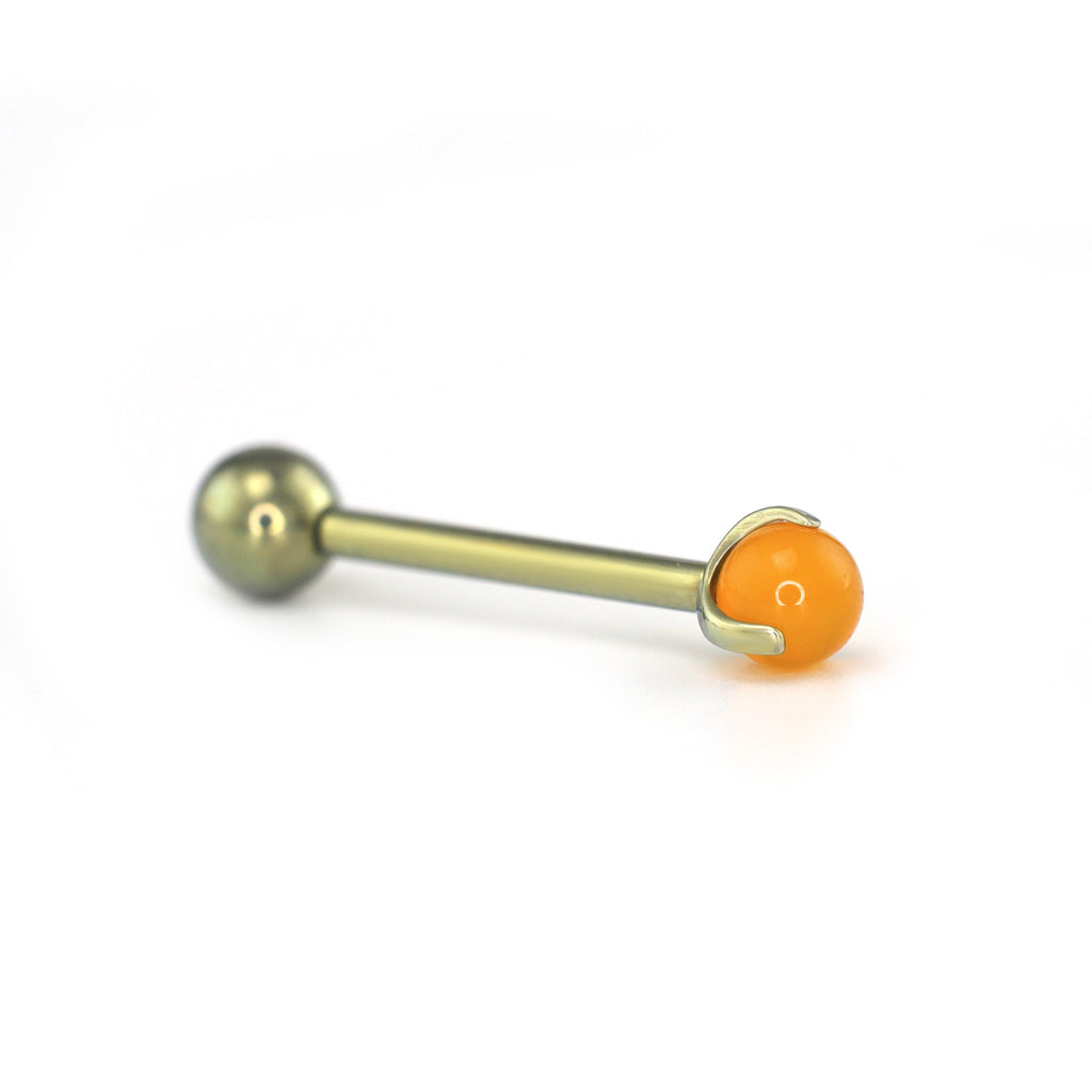 Agate Ball Internally Threaded Titanium Barbell