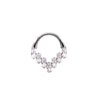 Square White/Blue CZ Titanium Segment hoop