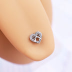 Heart bow tie CZ Titanium tongue stud