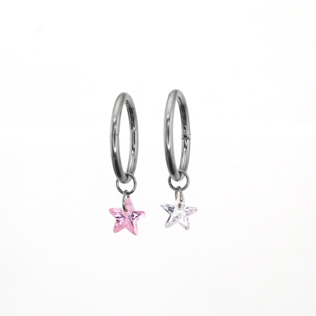 Star Rainbow CZ Pendant Titanium Segment Hoop