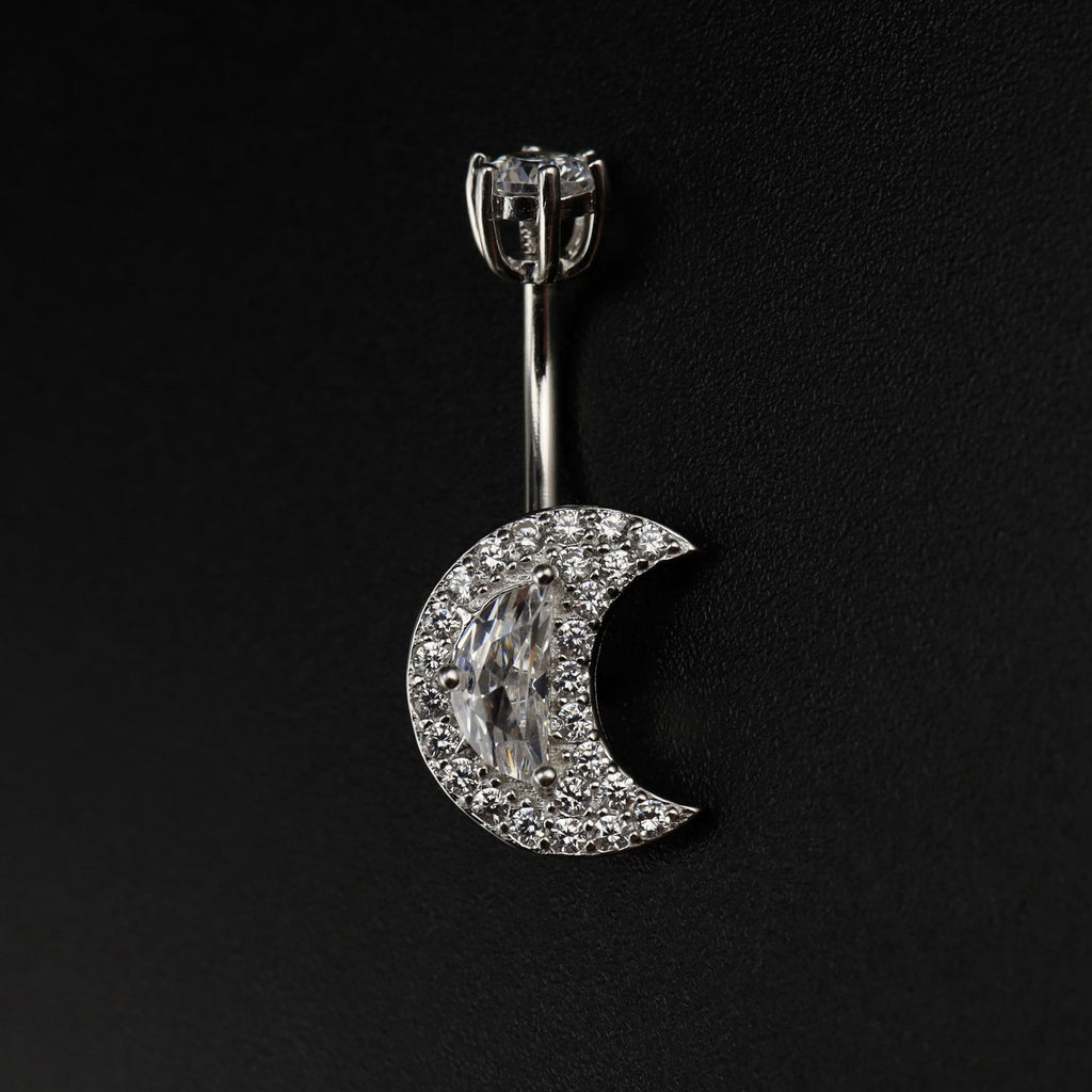 Moon CZ S925 Sterling Silver Belly Ring