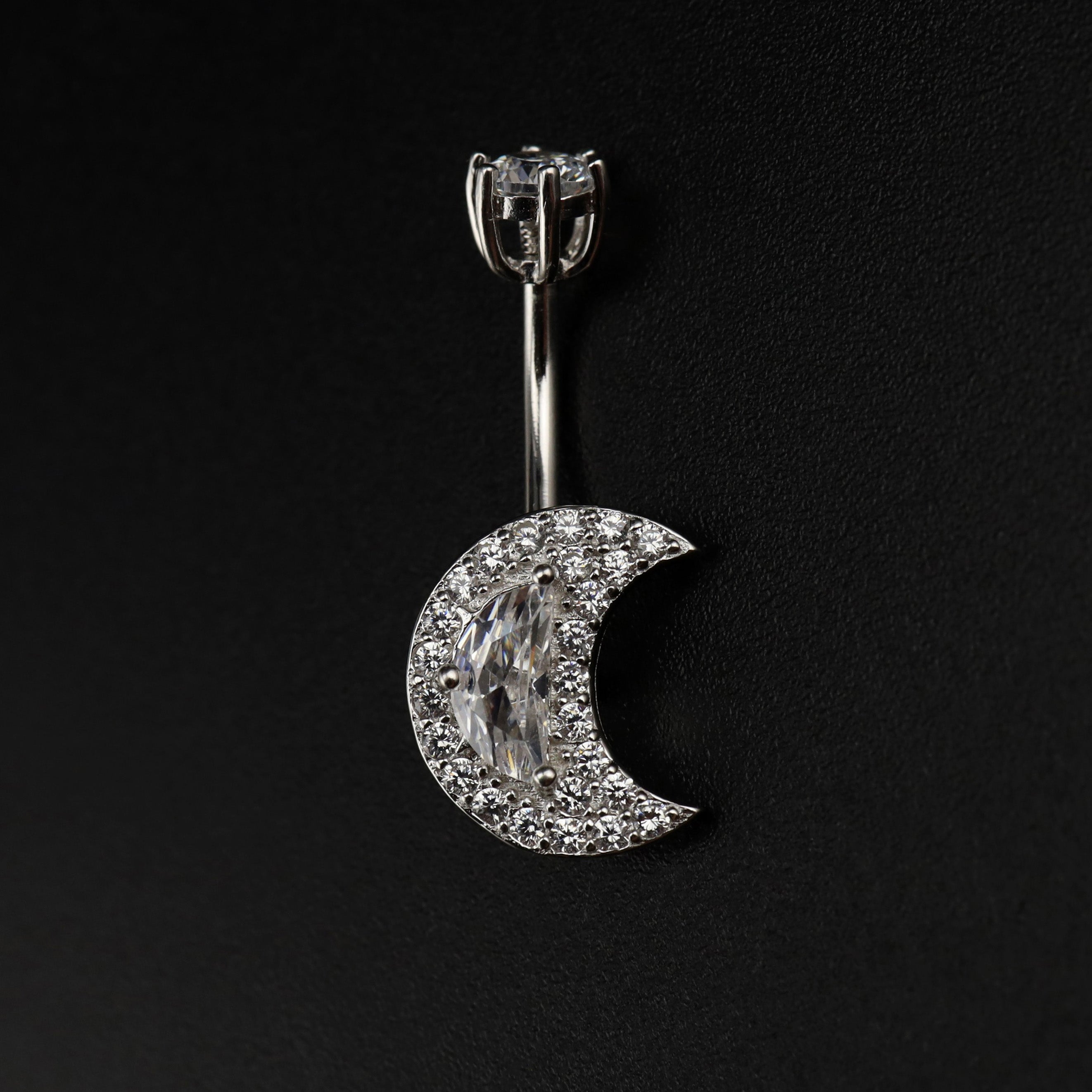 Moon CZ S925 Sterling Silver Belly Ring