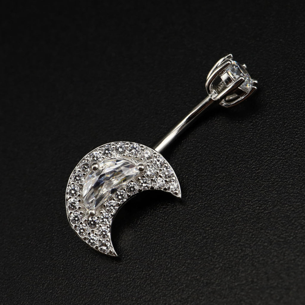 Moon CZ S925 Sterling Silver Belly Ring