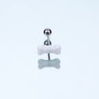 Resin white bone stainless steel tongue stud