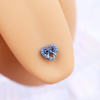 Heart bow tie CZ Titanium tongue stud