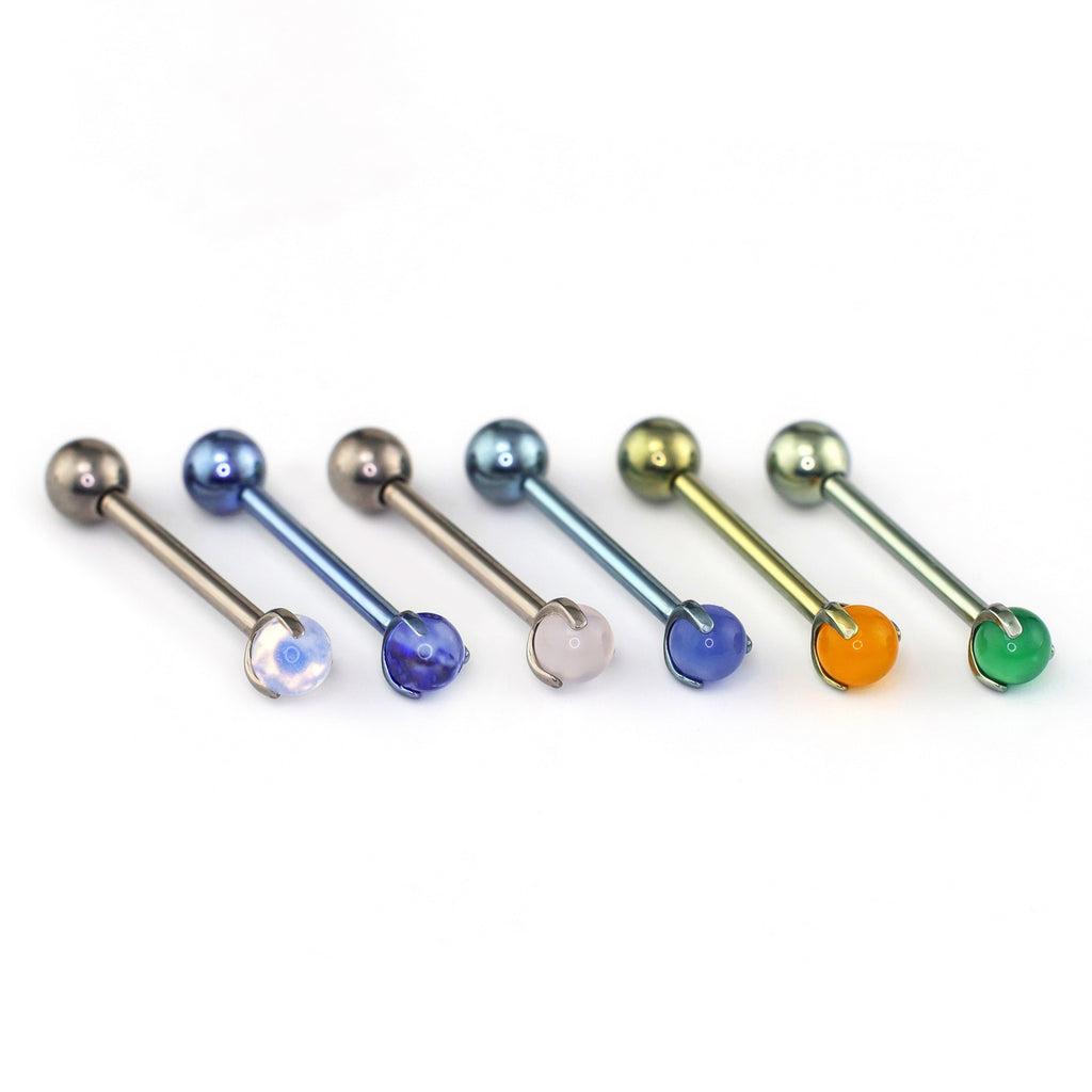 Agate Ball Internally Threaded Titanium Barbell