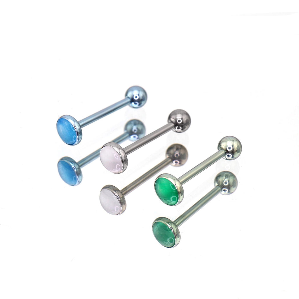 Moonstone Titanium tongue stud