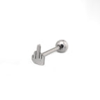 Middle Finger Gesture stainless steel Tongue Stud
