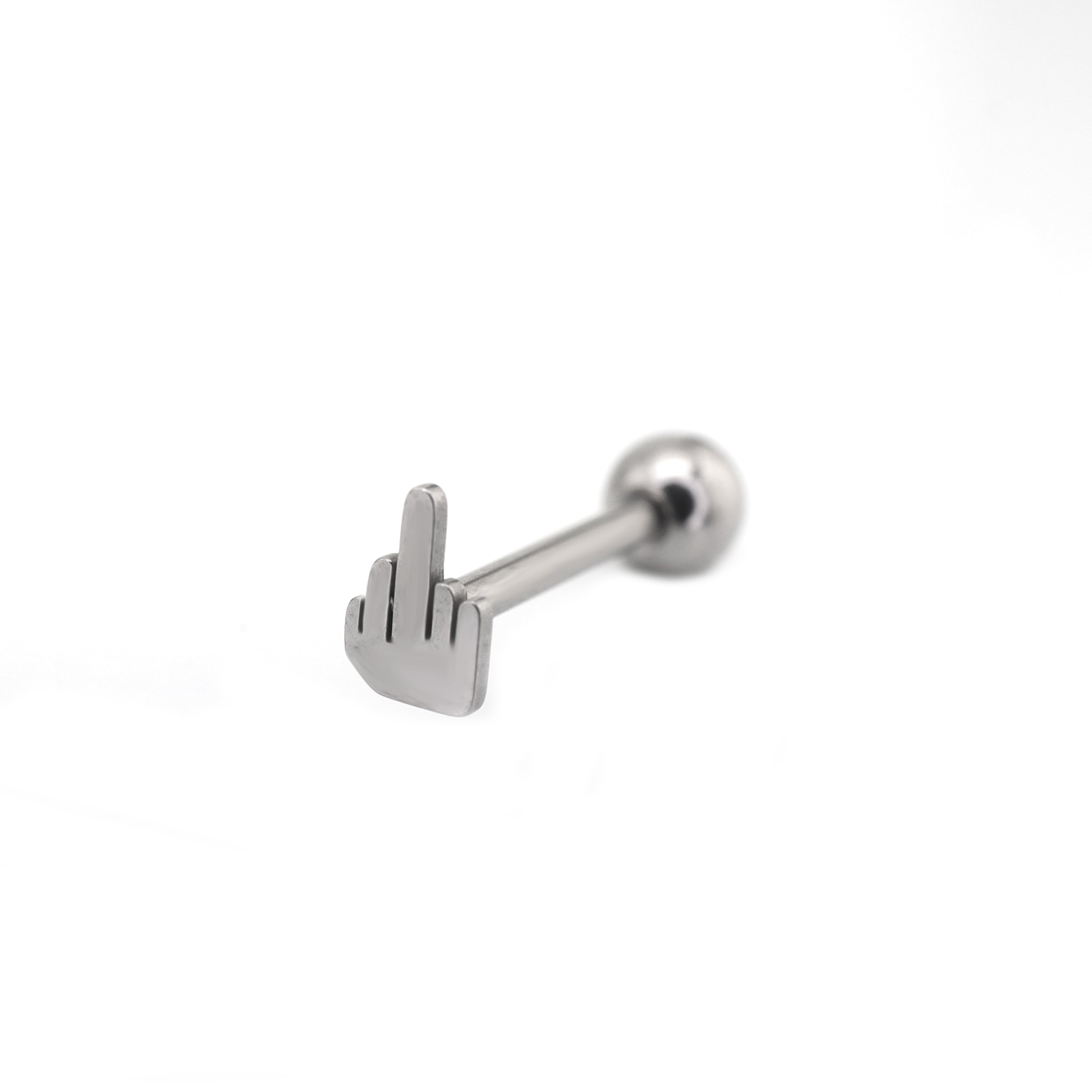 Middle Finger Gesture stainless steel Tongue Stud