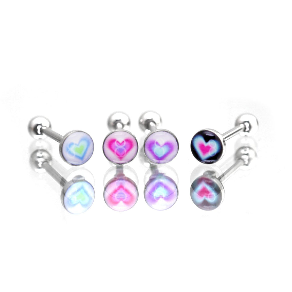 Heart Epoxy Resin Stainless steel tongue stud