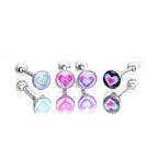 Heart Epoxy Resin Stainless steel tongue stud