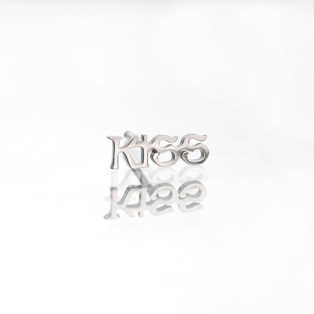 "KISS" Text Stainless Steel Tongue Stud