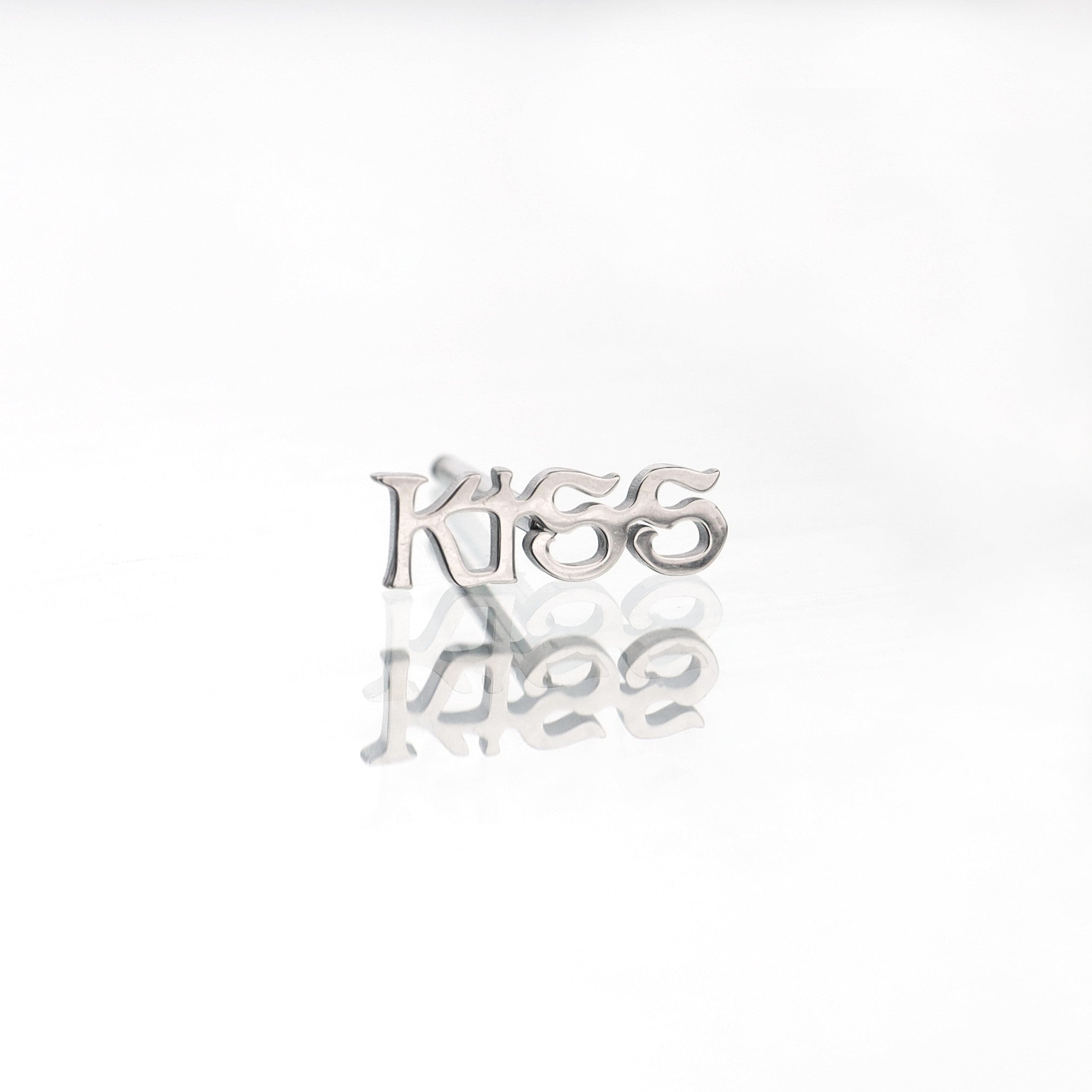"KISS" Text Stainless Steel Tongue Stud