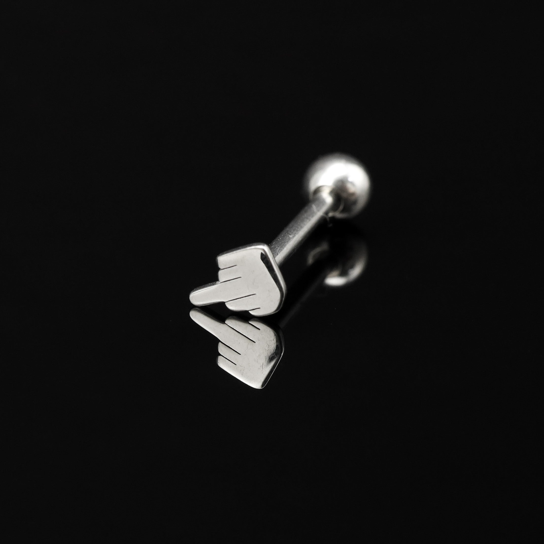 Middle Finger Gesture stainless steel Tongue Stud