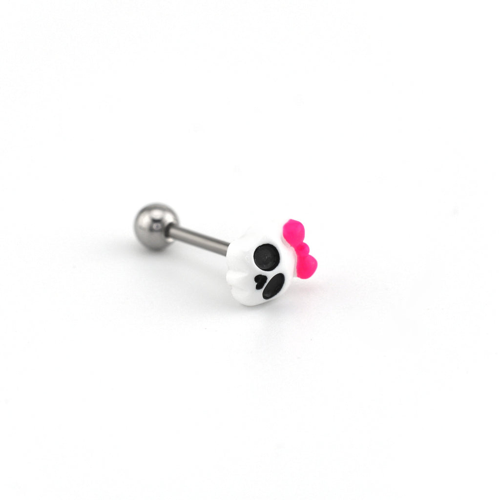 Resin Skull Face Stainless Steel Tongue stud