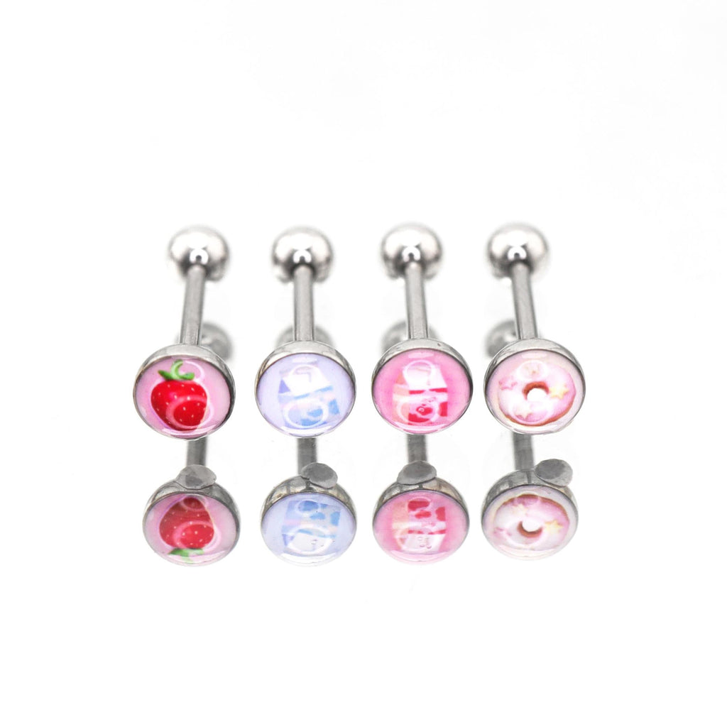 Cute motifs Epoxy Resin Stainless steel tongue stud