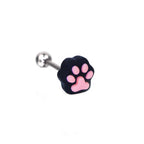 Cute  kitten claw resin tongue stud