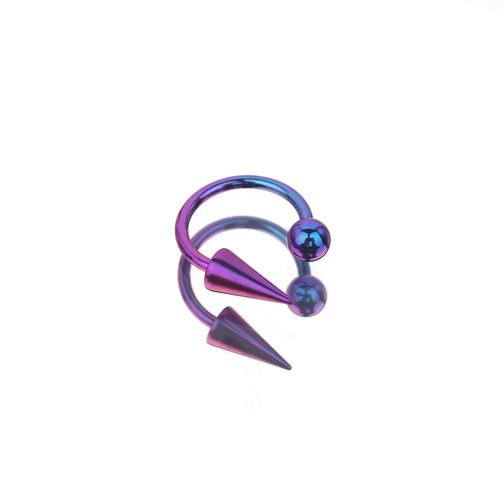 Spike and Ball Ends Horseshoe Titanium Lip Ring