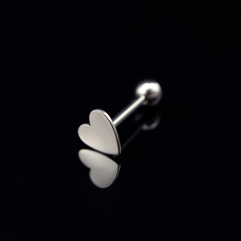 Flat Heart stainless steel Tongue Ring