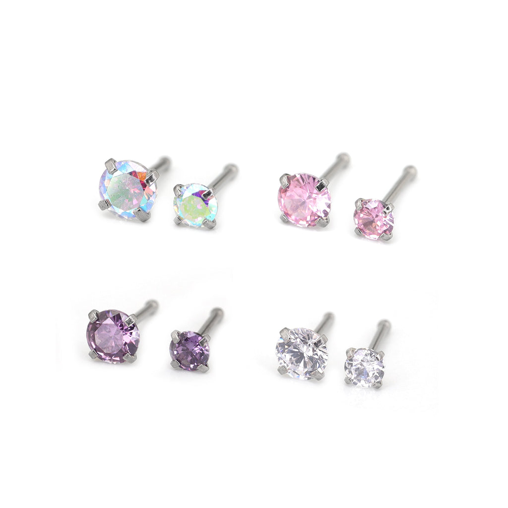 4/8PCS 20G CZ Nostril Stud Set