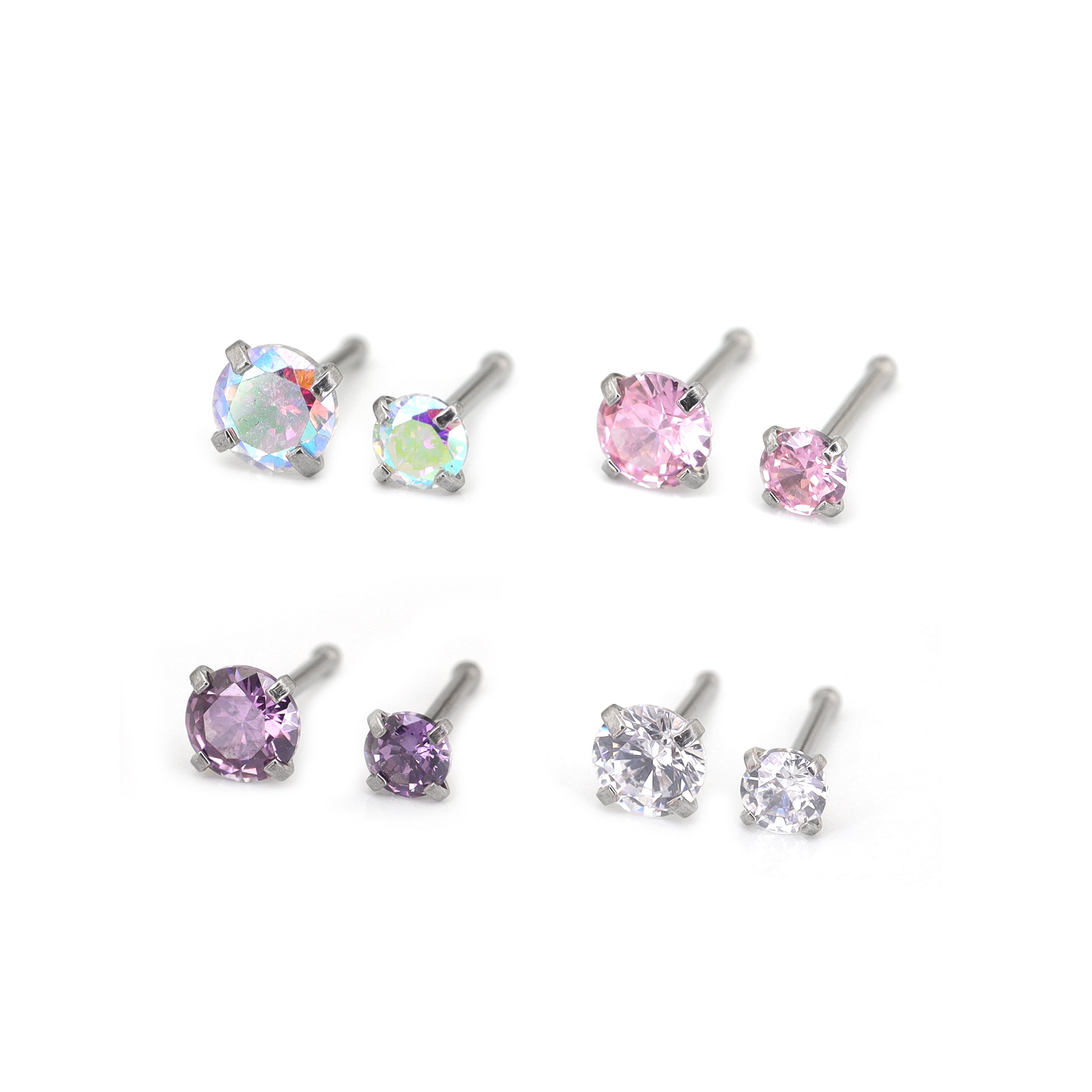 4/8PCS 20G CZ Nostril Stud Set
