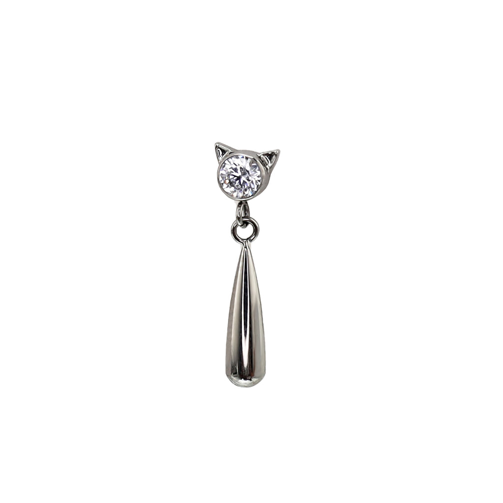 Cat Pendant Teardrop Titanium Ear Studs