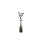 Cat Pendant Teardrop Titanium Ear Studs
