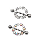 PAIR OF Pentagram Floral Halo stainless steel Nipple Rings