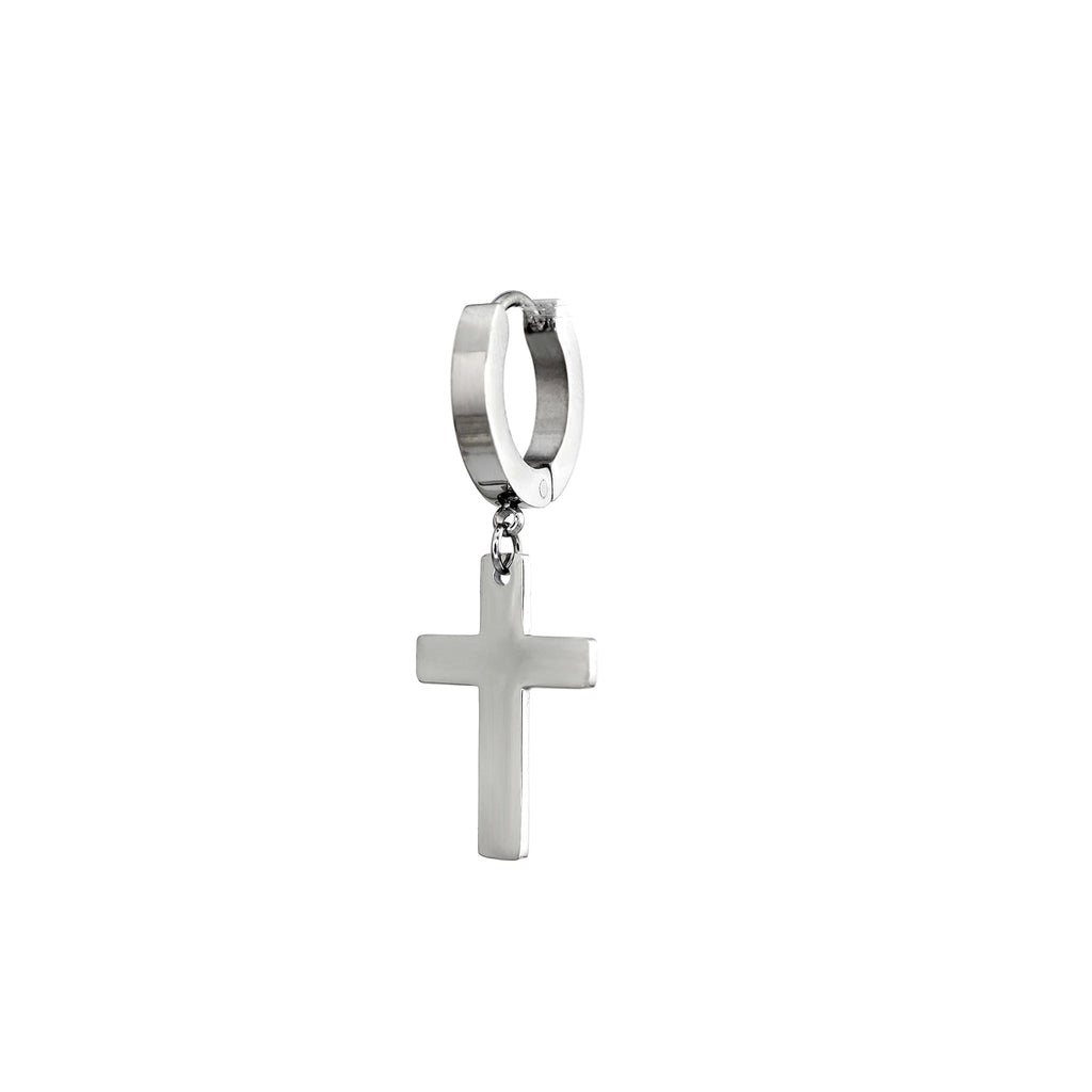 Mirror-Finish Cross Stainless Steel Earrings