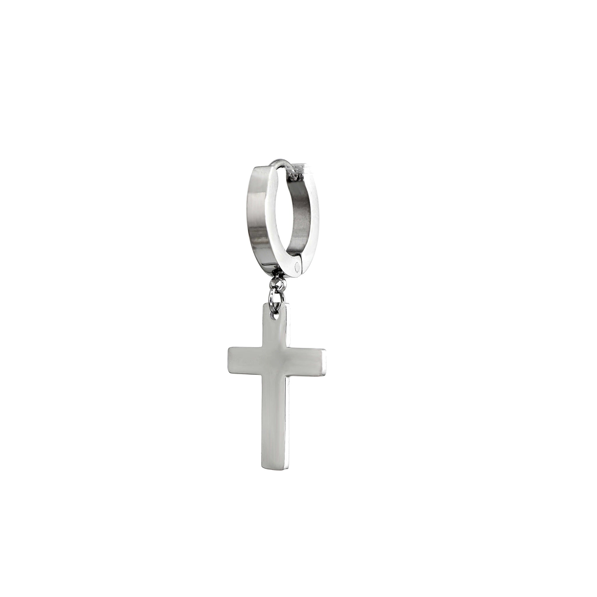 Mirror-Finish Cross Stainless Steel Earrings