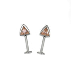 PAIR OF Cat Ear CZ Internally Threaded Titanium Ear Stud