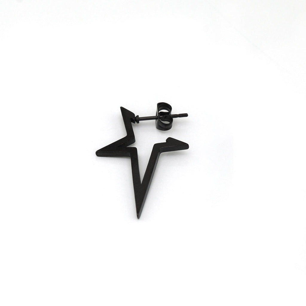 Black & White Large Pentagram Stainless Steel Ear Studs