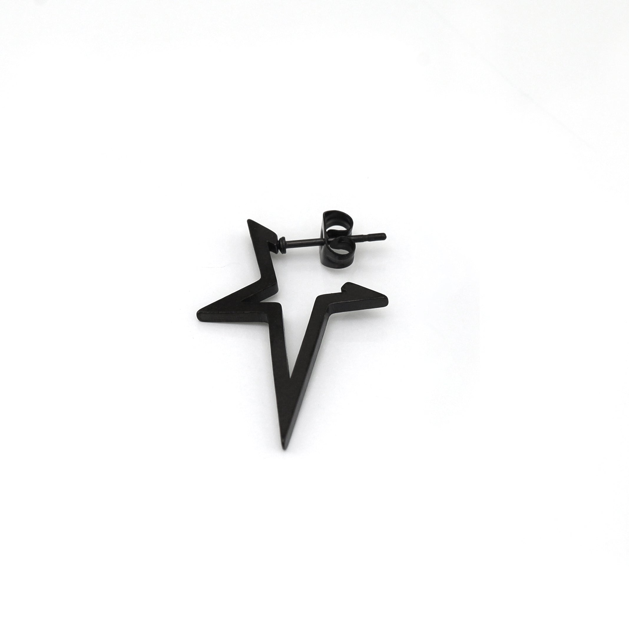 Black & White Large Pentagram Stainless Steel Ear Studs