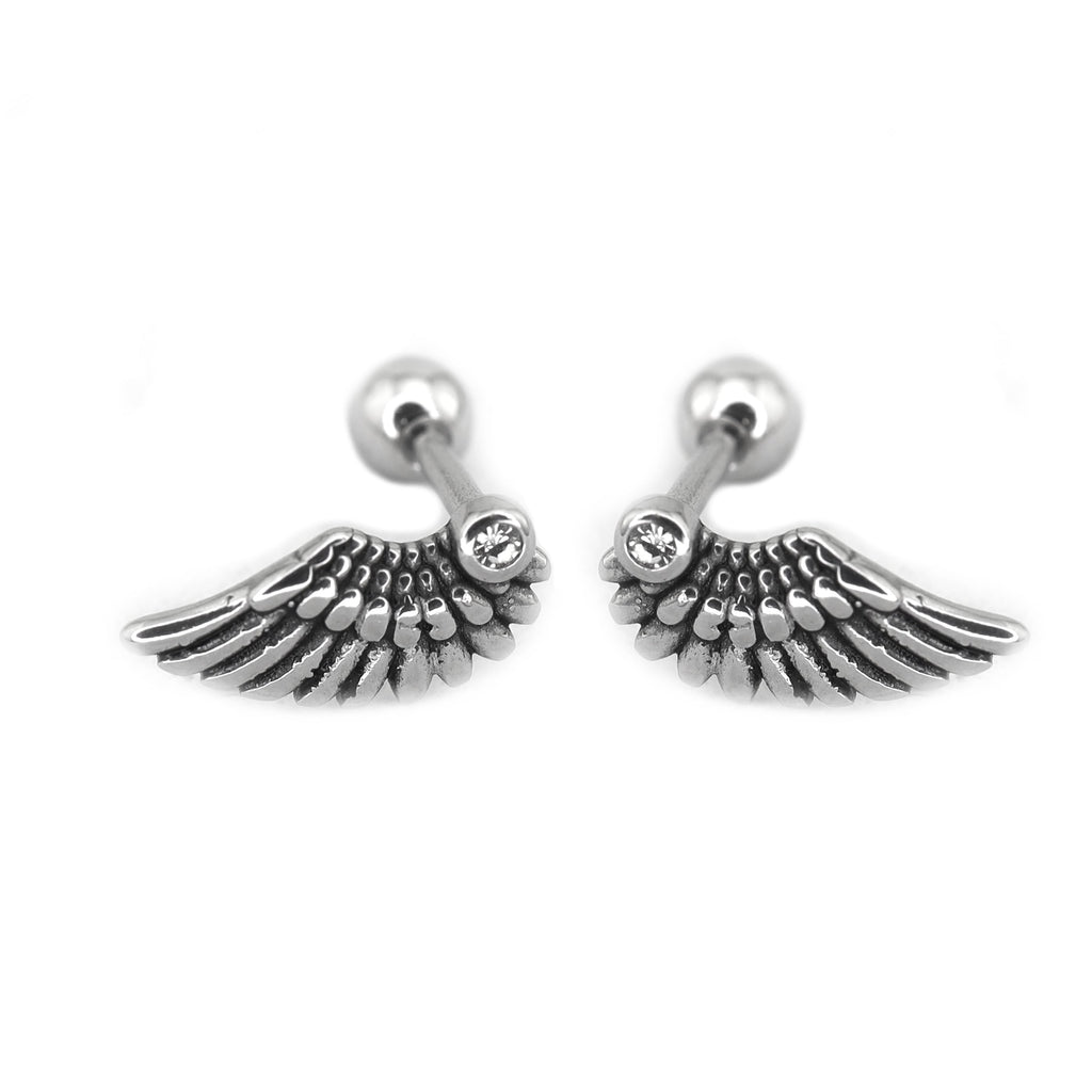 Single Wing CZ stainless steel Ear Stud
