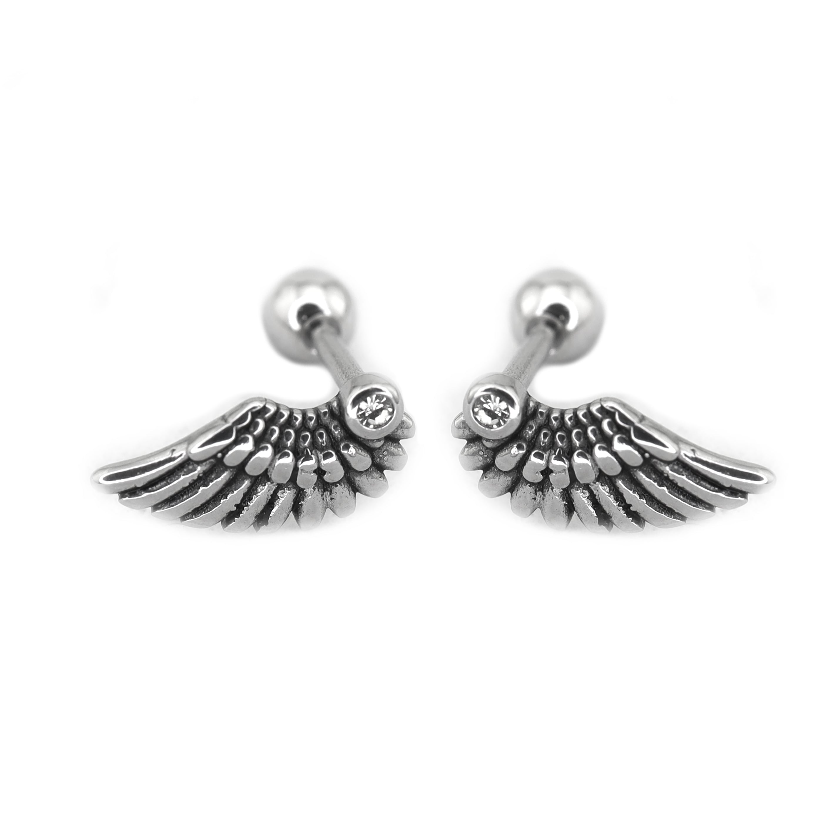 Single Wing CZ stainless steel Ear Stud