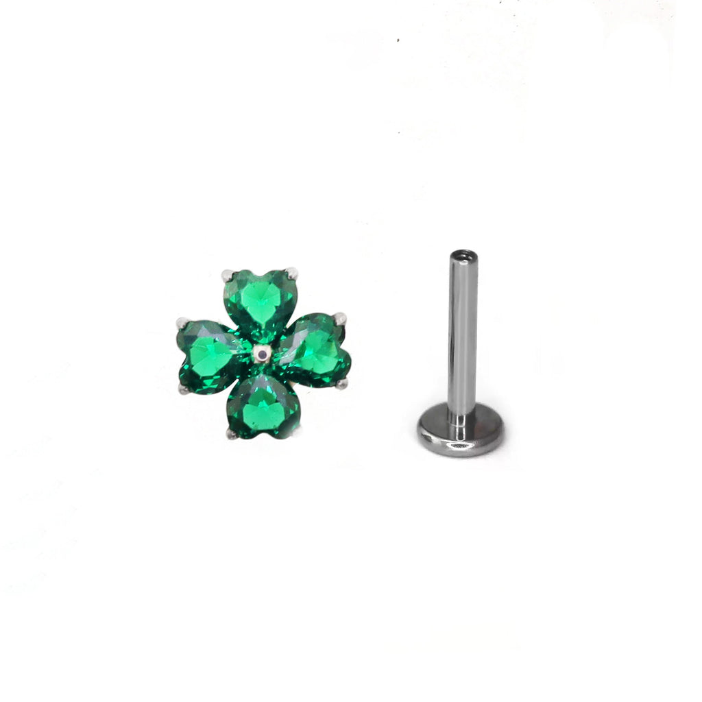 Green Clover Titanium Internally Threaded Studs