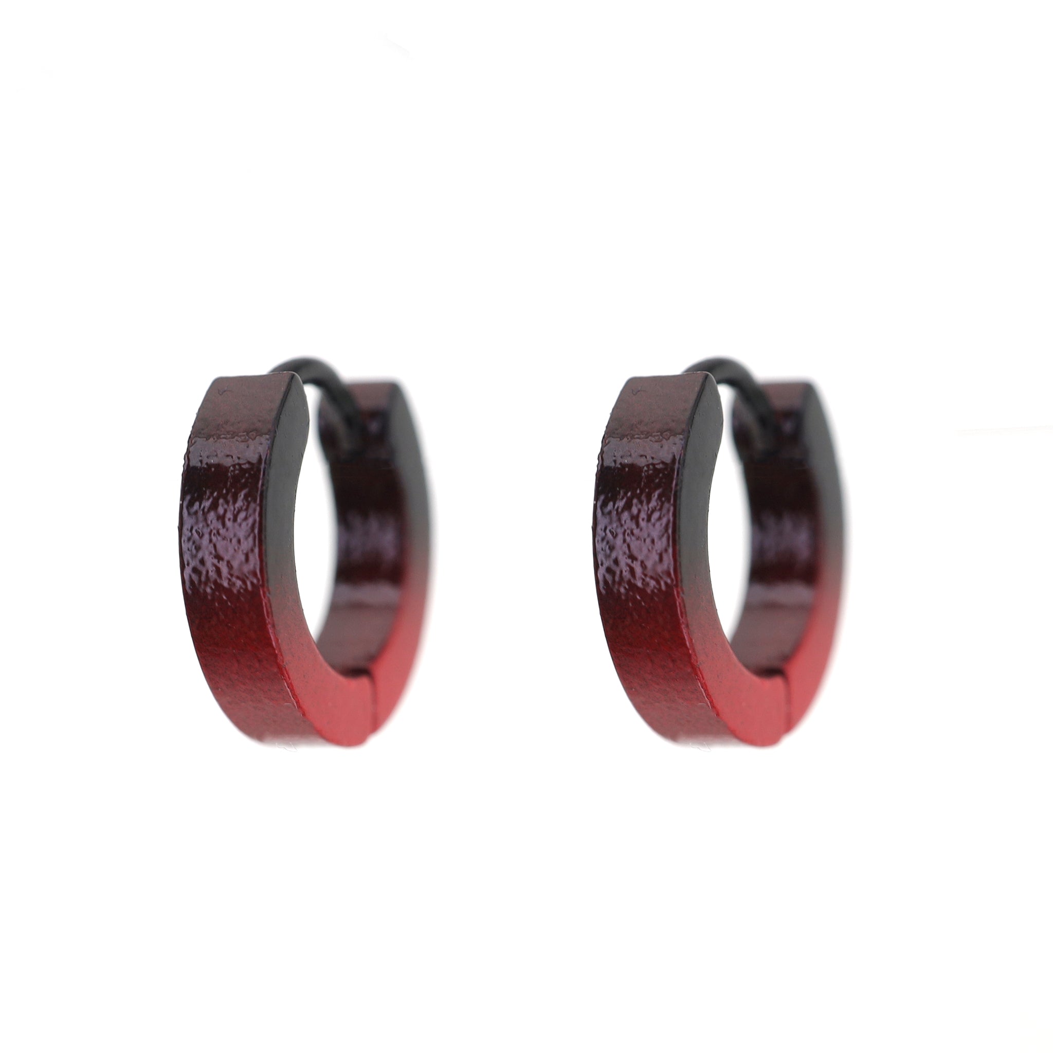 Black-Red Gradient Contrast Stainless Steel Earrings