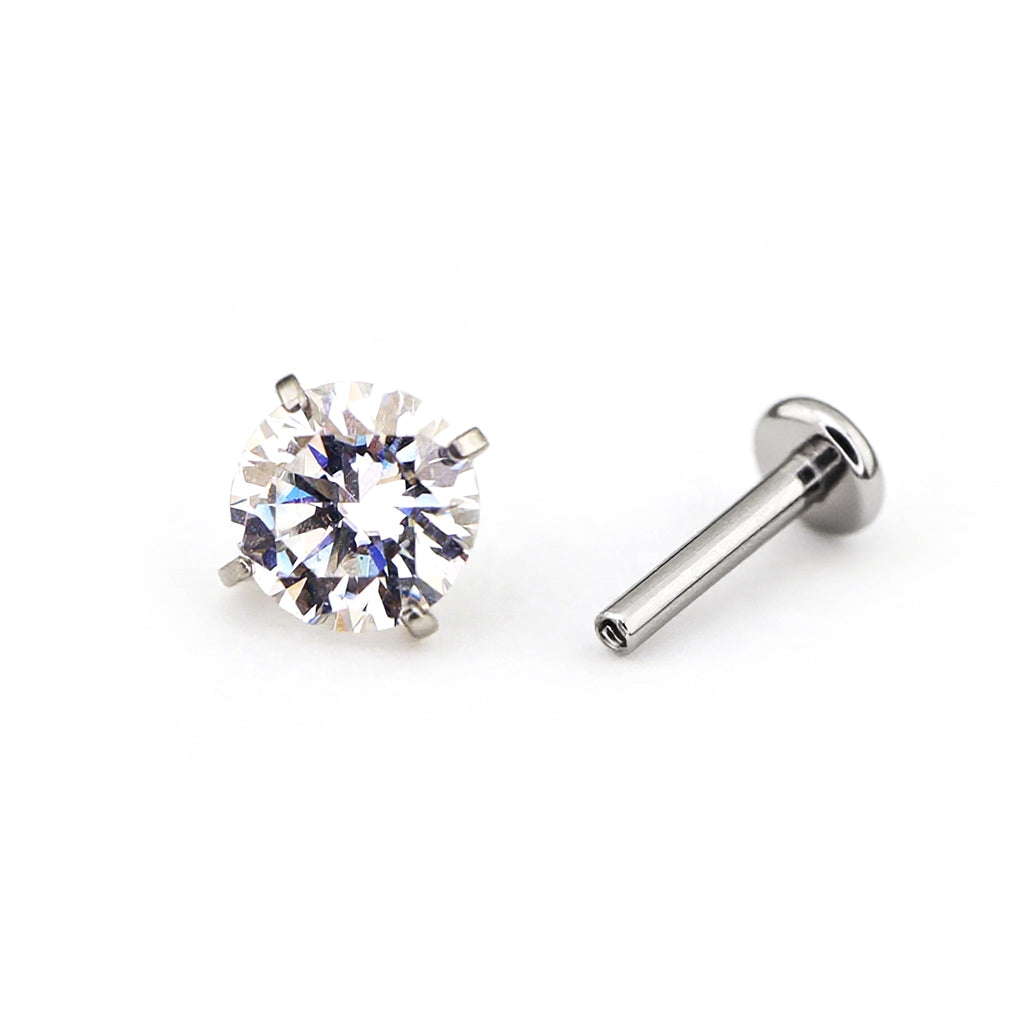 High-Shine Moissanite Internally Threaded Titanium Studs