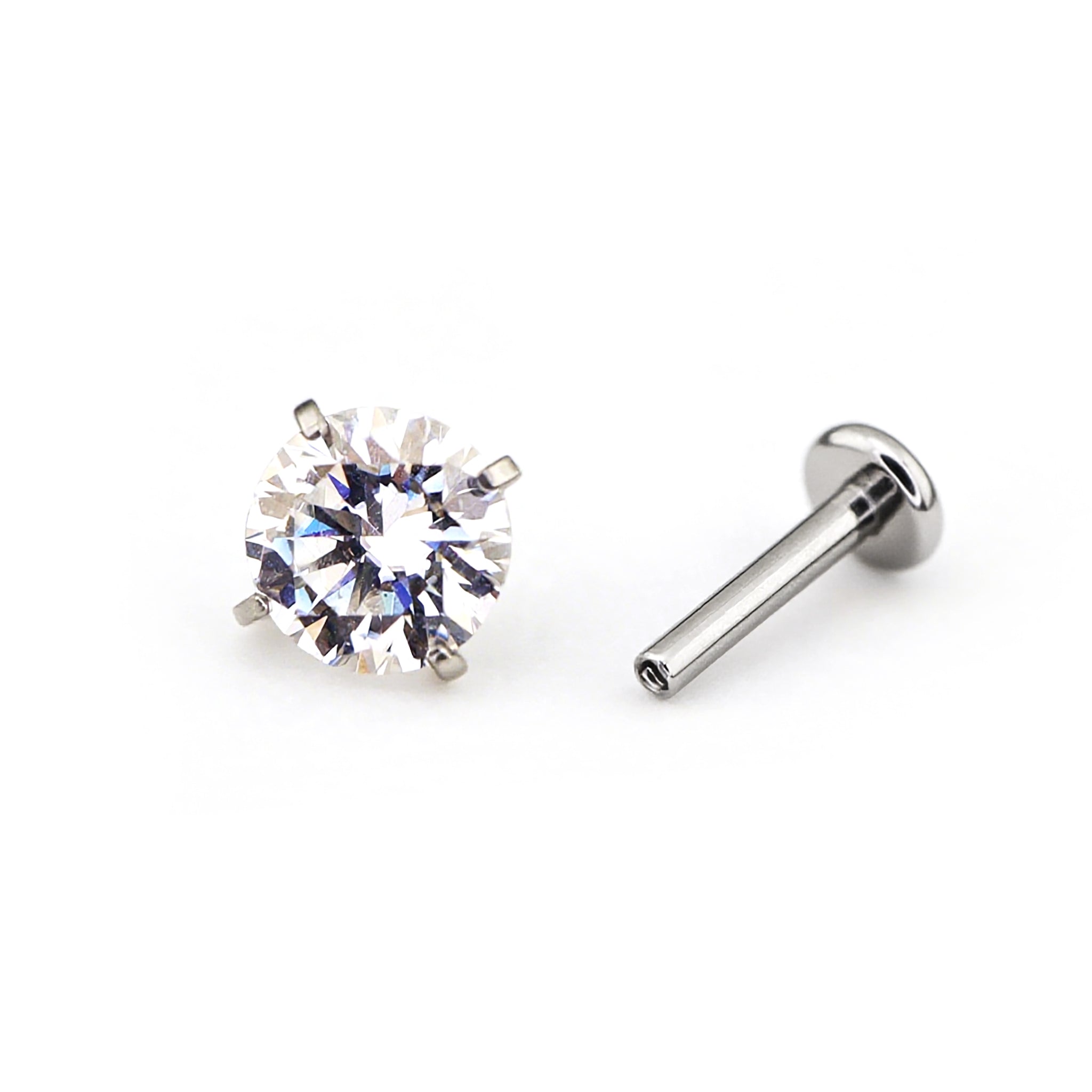 High-Shine Moissanite Internally Threaded Titanium Studs