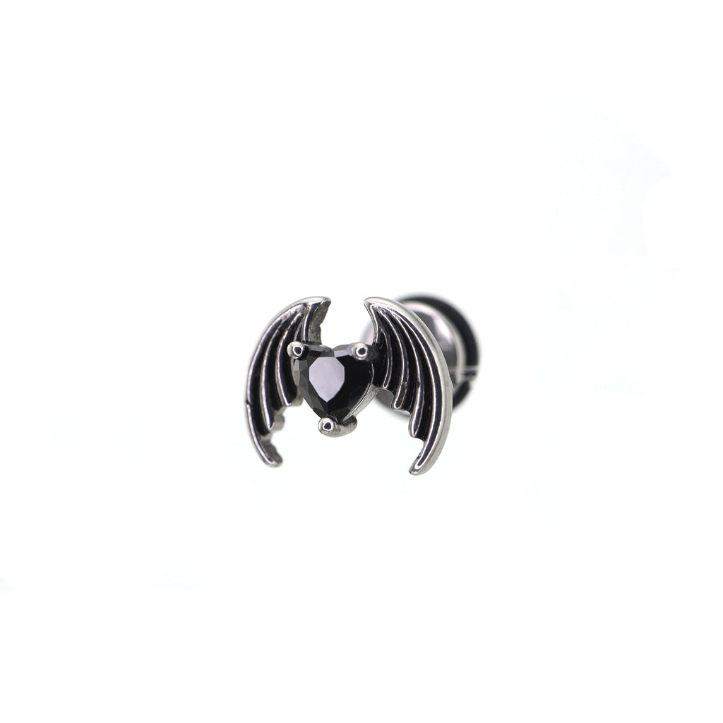 Bat Black CZ Stainless Steel Ear Stud