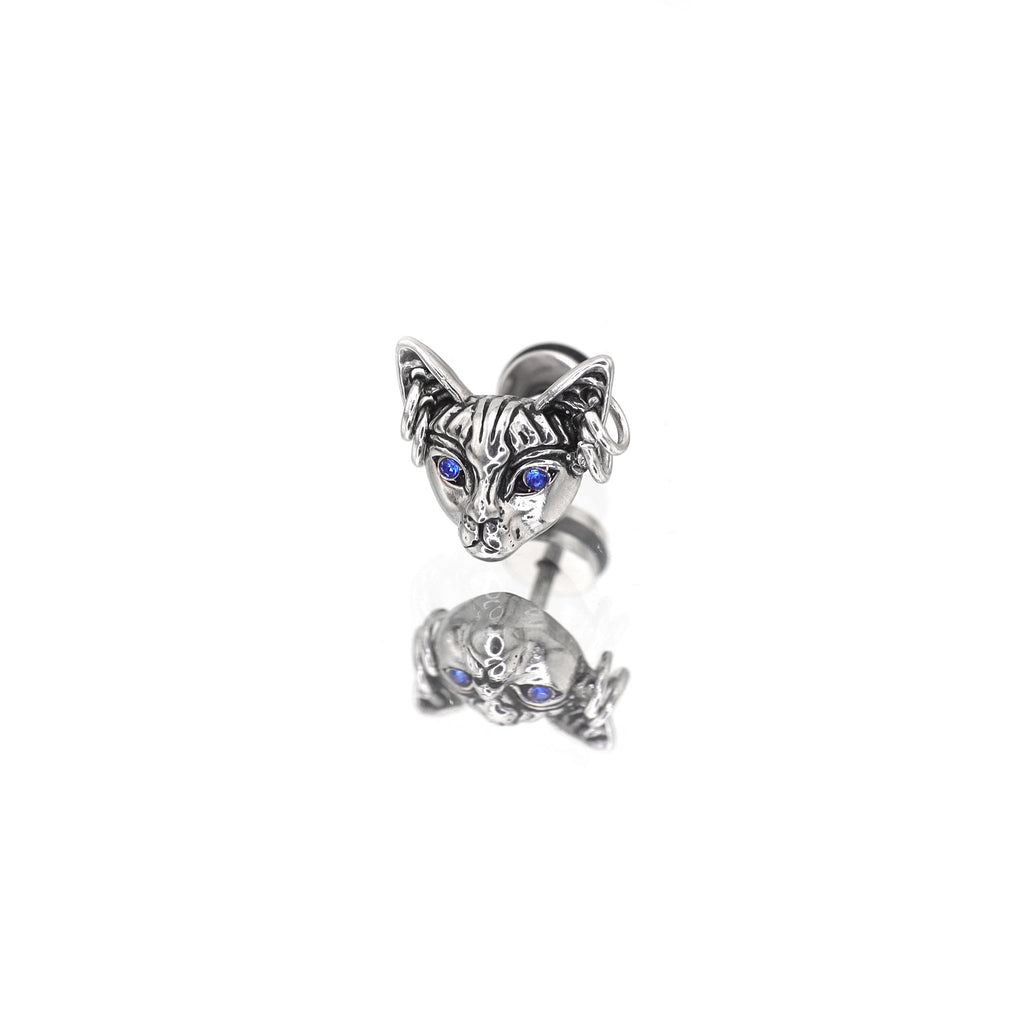Blue Eye Cat Ear Stainless Steel Ear Stud
