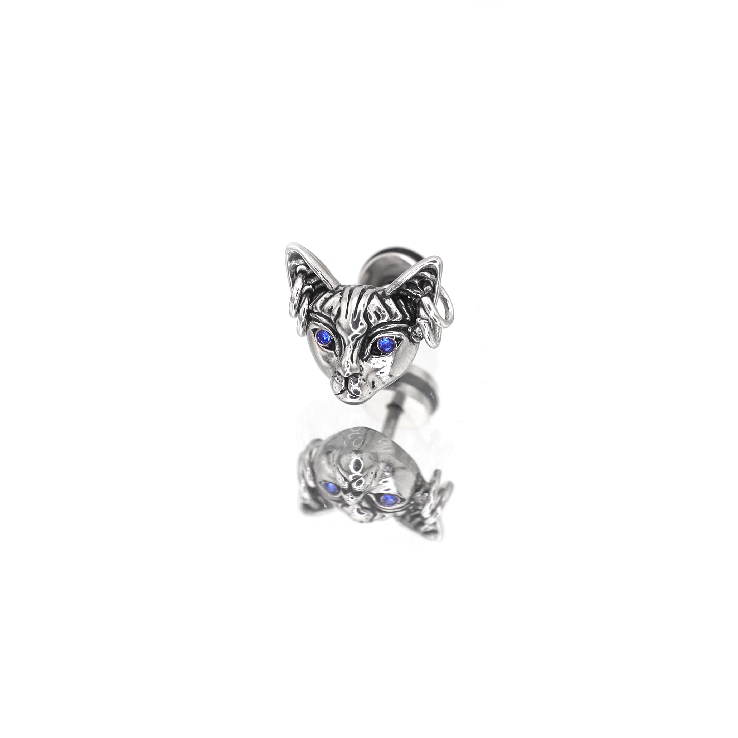 Blue Eye Cat Ear Stainless Steel Ear Stud