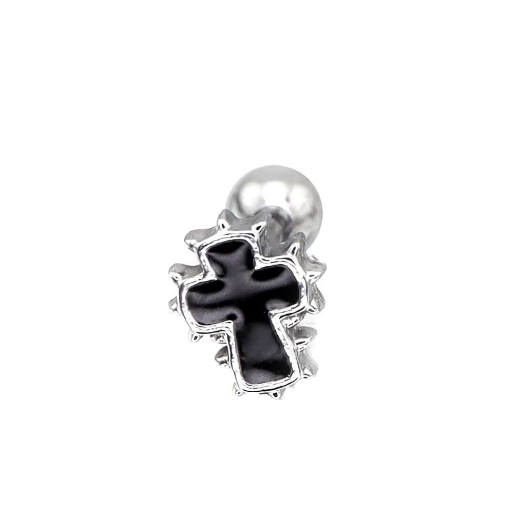 Spiked Oil Slick Cross stainless steel Ear Studs