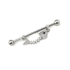 Fishbone CZ stainless steel Industrial Barbell