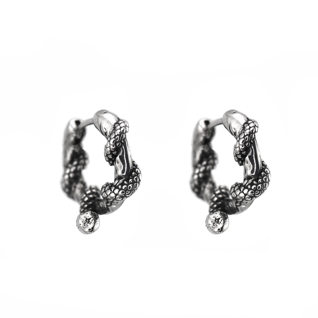 3D Vintage Twisted Serpent Stainless Steel Earrings