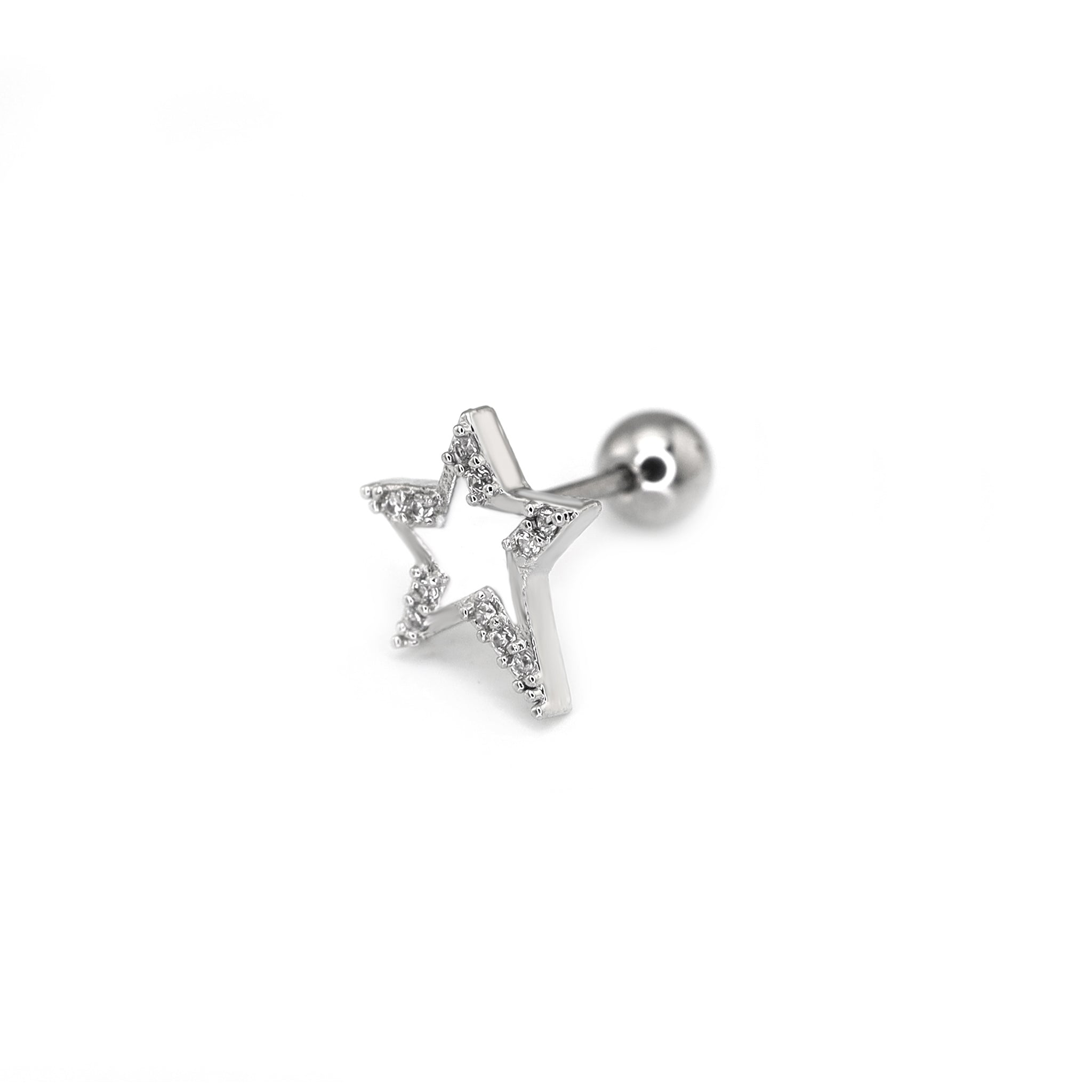 Black & White CZ Pentagram Ear Studs